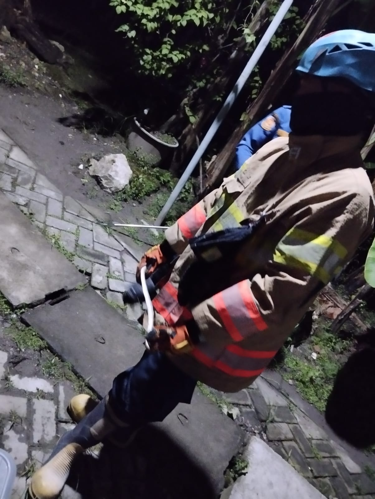 Damkarmat Pos Kota Evakuasi Ular Piton di Kelurahan Kadipaten