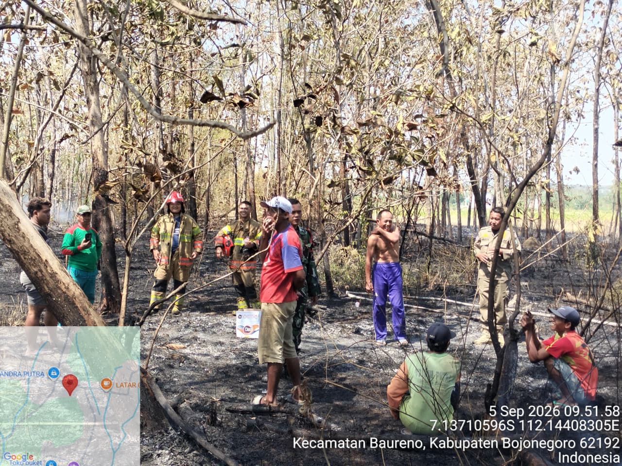 Kebakaran Lahan Jati di Baureno Berhasil Dipadamkan, Tidak Ada Korban Jiwa
